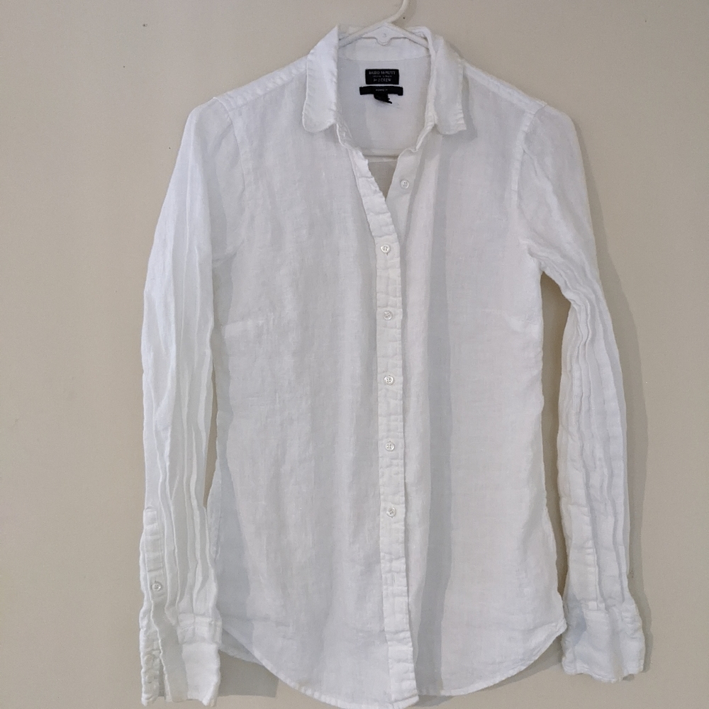 White Linen Button Down Shirt